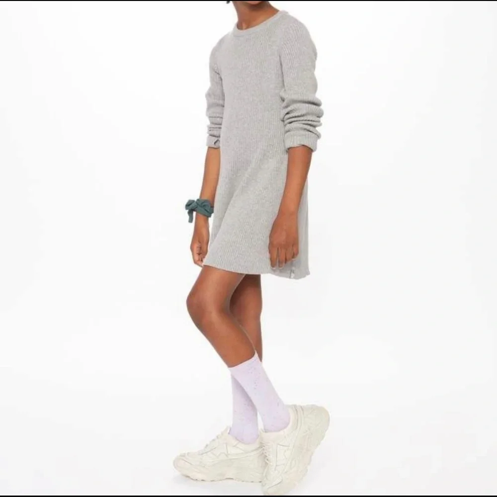 IVIVVA Girls 12 Solid Gray Top of The Whirl Long Sleeve Knit Sweater Dress X9